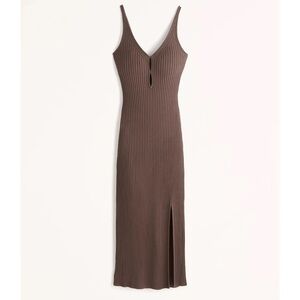 ABERCROMBIE AND FITCH Elevated Knit Keyhole Midi Dress Chocolate Brown Size LP
